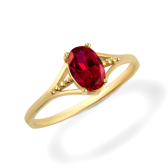 Yellow Gold Baby Garnet Birthstone Ring