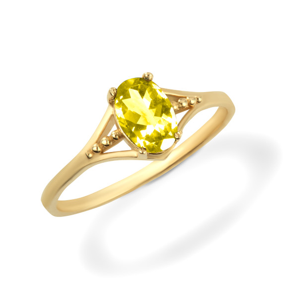 Yellow Gold Baby Citrine Birthstone Ring