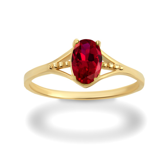 Yellow Gold Baby Garnet Gemstone Ring