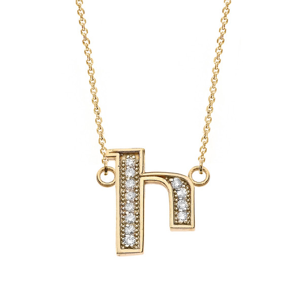 14K Solid Yellow Gold (Ա-Ք) Armenian Diamond Initials Necklace