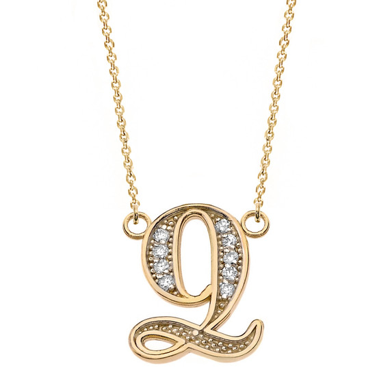 14K Solid Yellow Gold (Ա-Ք) Armenian Diamond Initials Necklace