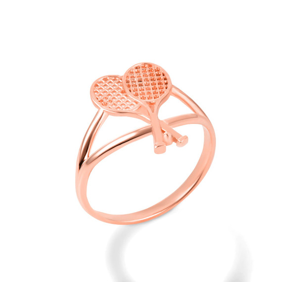 Rose Gold Tennis Rackets Sports Fitness Ring