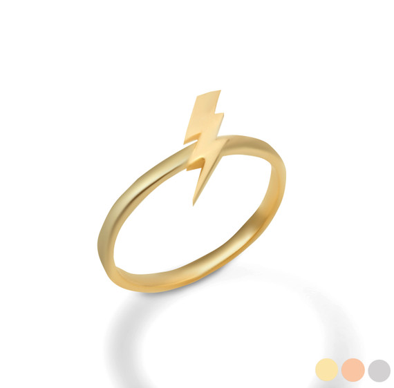 Yellow Gold Lightning Thunder Bolt Electric Ring