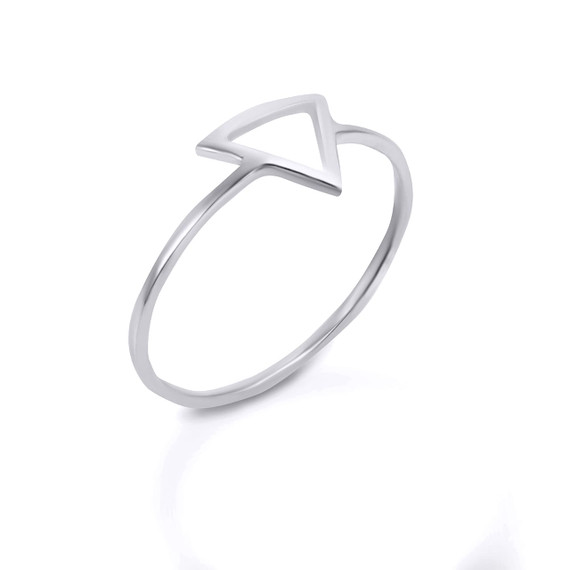 Silver Triangle Outline Shaped Ring