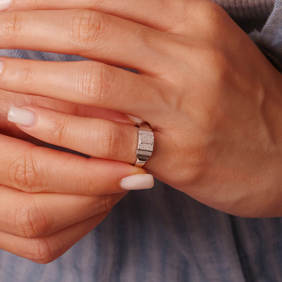 Silver Initial Signet Ring