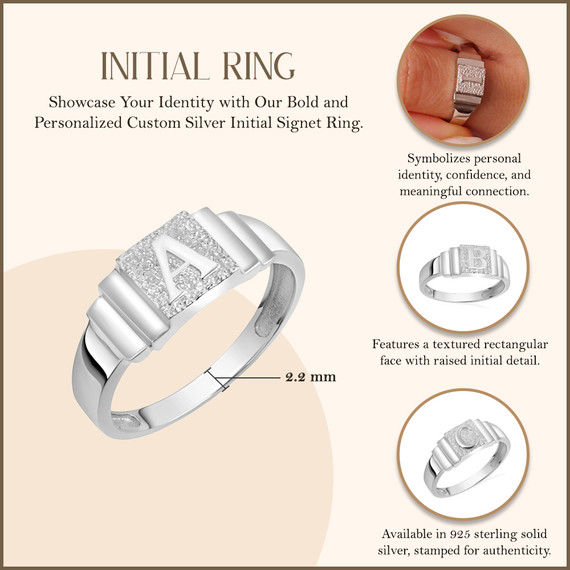 Silver Initial Signet Ring
