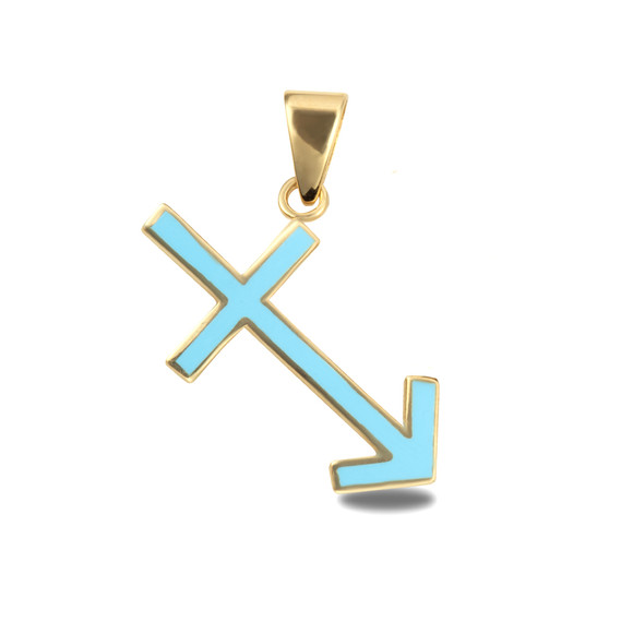 Gold Sagittarius Zodiac Sign Enamel Pendant