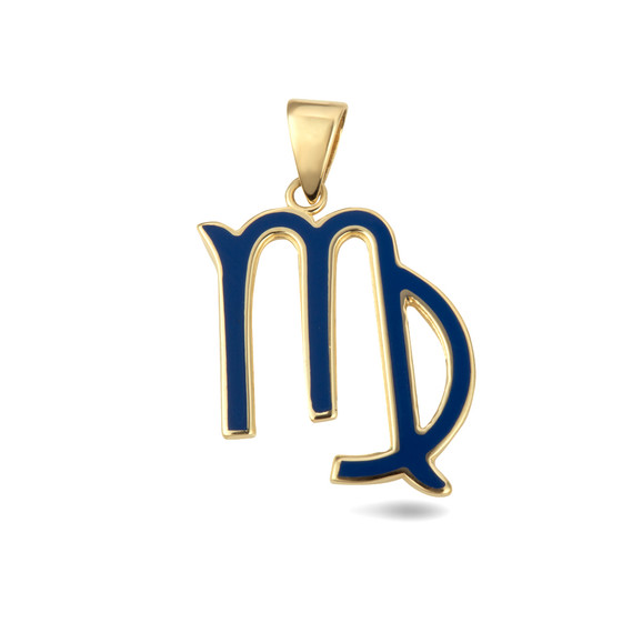 Gold Virgo Zodiac Sign Enamel Pendant