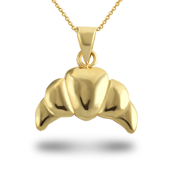 Gold Croissant Charm Pendant Necklace