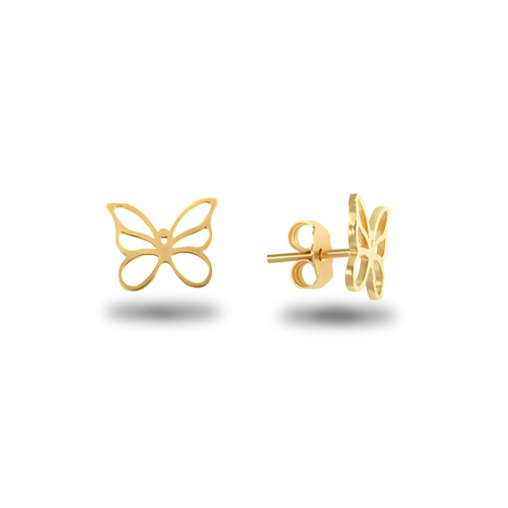 Gold Butterfly Symbol of Change Pendant/Necklace & Earrings Set (Available in Yellow/Rose/White Gold)