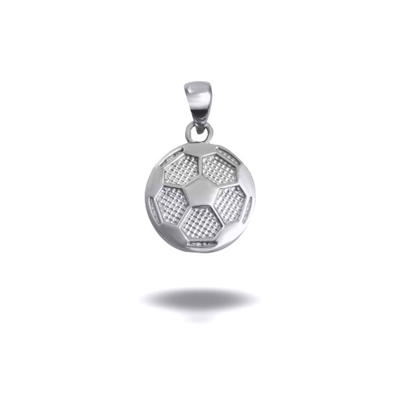 White Gold Soccer Ball Sports Pendant