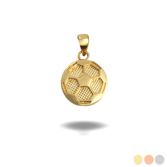 Yellow Gold Soccer Ball Sports Pendant