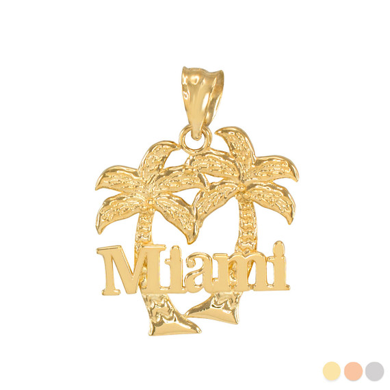 Gold Miami Palm Tree Florida Beach Summer Pendant