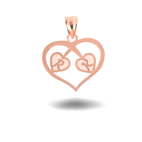 Rose Gold Engravable Heart Initials Love Pendant