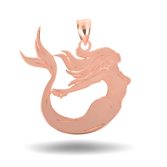 Rose Gold Engravable Sea Mermaid Ocean Pendant