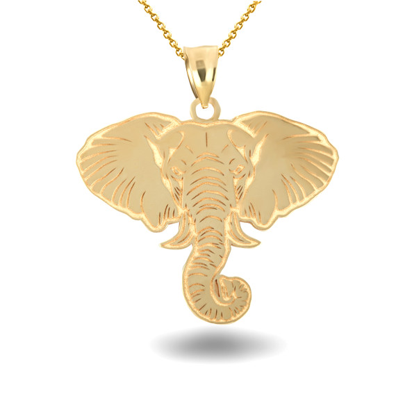 Yellow Yellow Gold Elephant Symbol of Luck Pendant Necklace