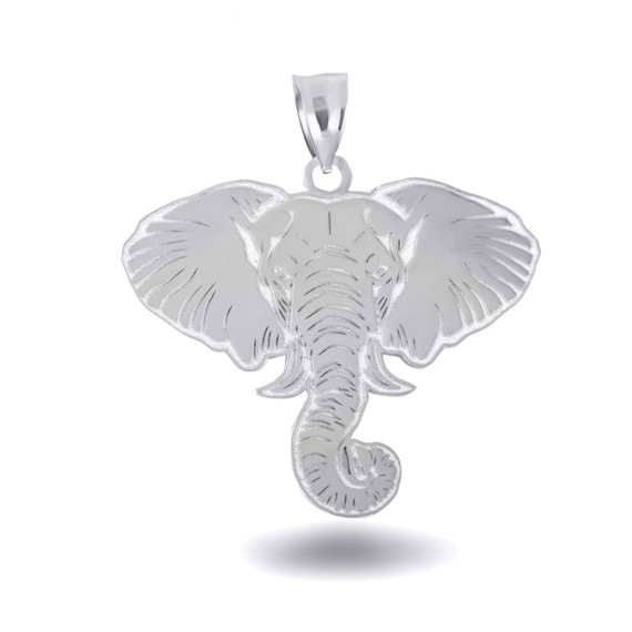 White Gold Elephant Symbol of Luck Pendant