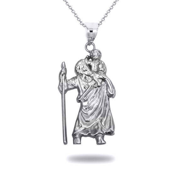 .925 Sterling Silver Saint Christopher Patron Saint of Travelers Pendant Necklace