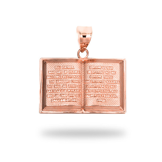 Rose Gold English Open Bible Pendant