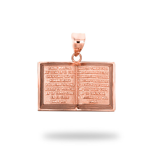 Rose Gold Spanish Open Bible Pendant