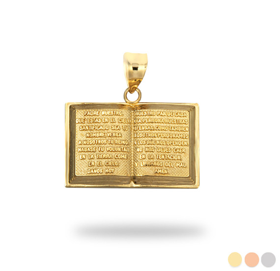 Yellow Gold Spanish Open Bible Pendant