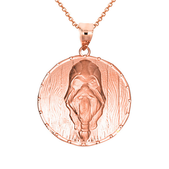 Rose Gold Viking Odin Head Shield Norse Pendant Necklace