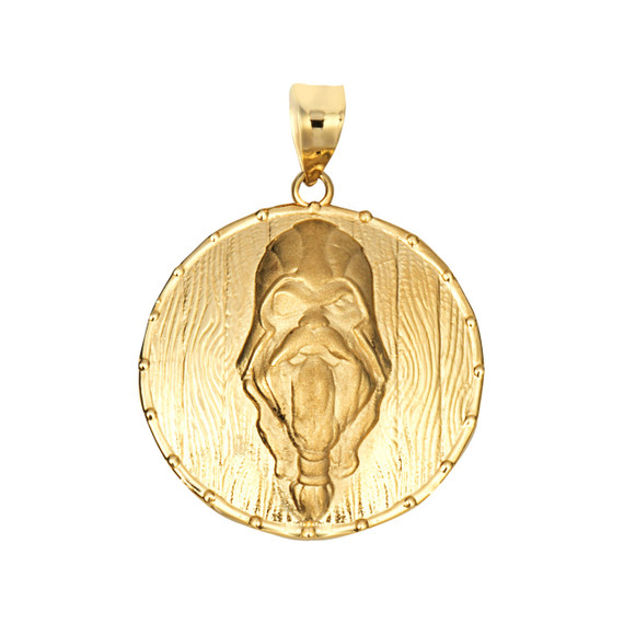 Gold Viking Odin Head Shield Norse Pendant Necklace (Available in Yellow/Rose/White Gold)
