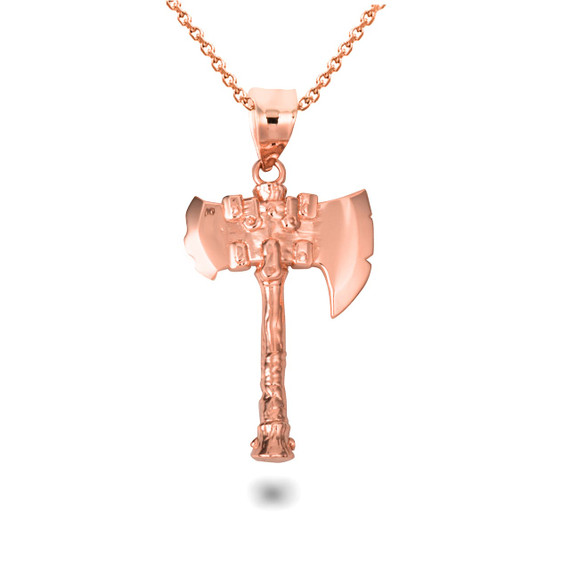 Rose Gold Viking Axe Norse Pendant Necklace