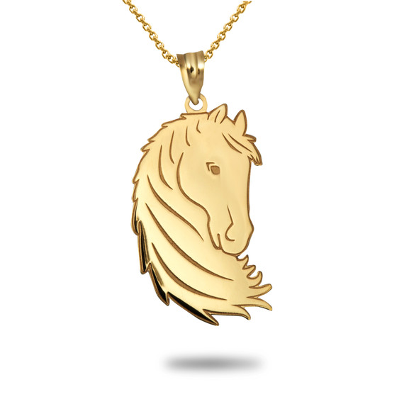 Yellow Gold Personalized Unicorn Horse Engravable Pendant Necklace