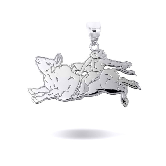Silver Personalized Cowboy Bull Rider Rodeo Engravable Pendant