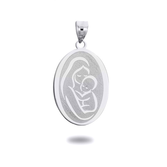 Gold Personalized Mother/Baby Engravable Oval Medallion Necklace (Available in Yellow/Rose/White Gold)