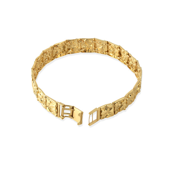 Gold Large Textured Nugget Bracelet
