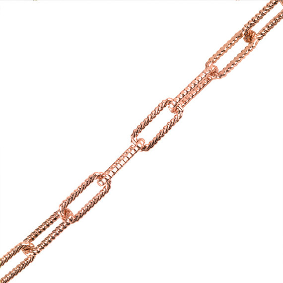 Rose Gold Textured Paperclip Chain Link Bracelet