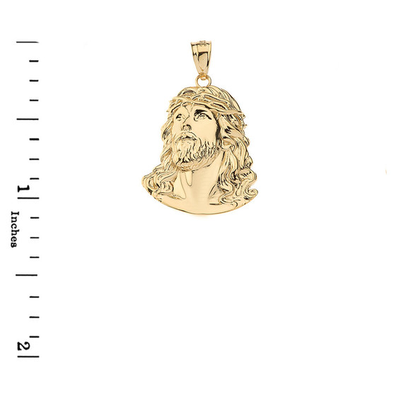 14k Gold Jesus Christ Head Pendant And Earrings Set(Available in Yellow/Rose/White Gold)