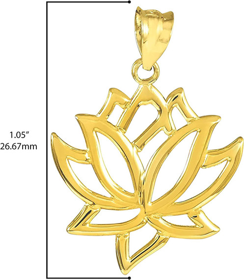 14K Yellow Gold Openwork Yoga Lotus Flower Charm Pendant