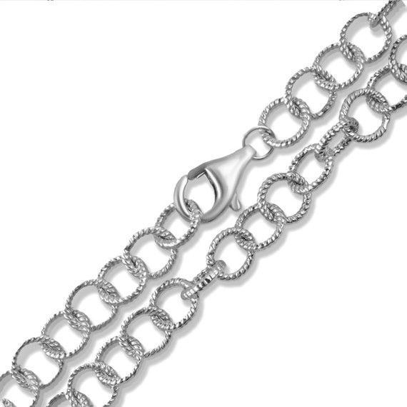 .925 Sterling Silver Circle Chain Link Bracelet