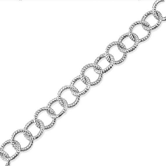 .925 Sterling Silver Circle Chain Link Bracelet