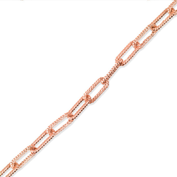 Rose Gold Textured Paperclip Chain Link Bracelet