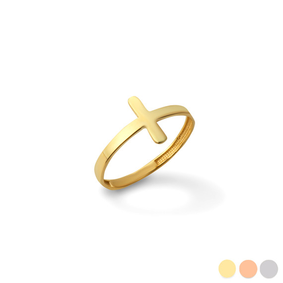 Gold Eternity Cross Band Ring (Available in Yellow/Rose/White Gold)