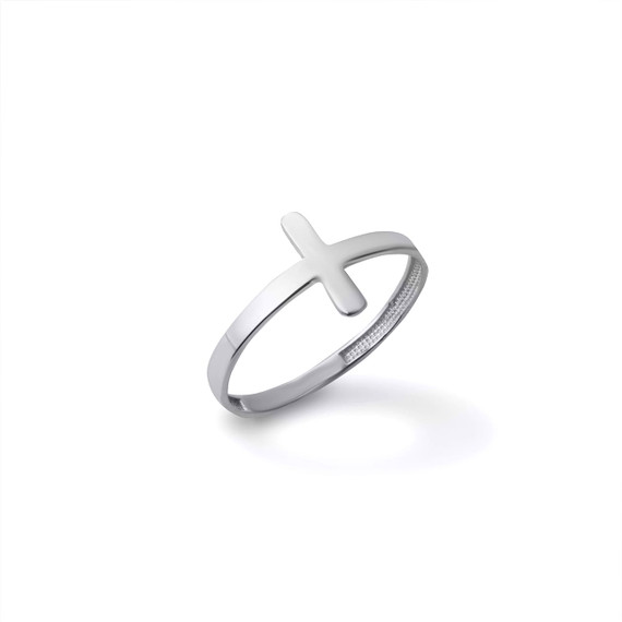 .925 Sterling Silver Eternity Cross Band Ring