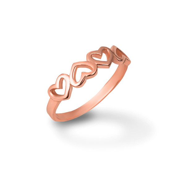 Rose Gold Openwork Heart Love Ring