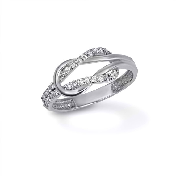 .925 Sterling Silver Infinity Knot CZ Love Ring