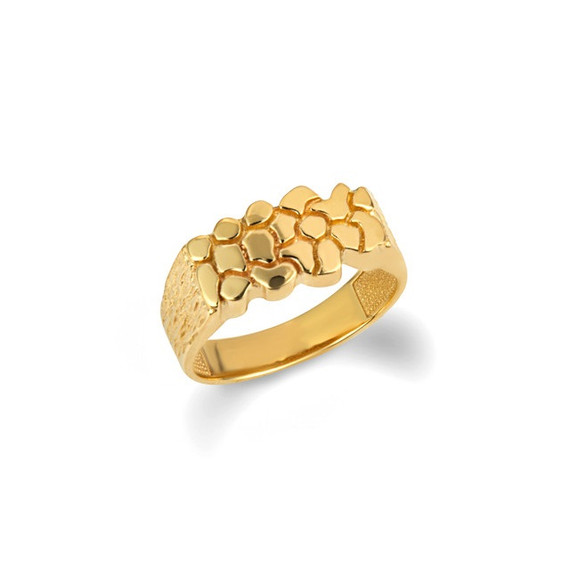 Gold Rectangle Nugget Men's Ring (Available in Yellow/Rose/White Gold)