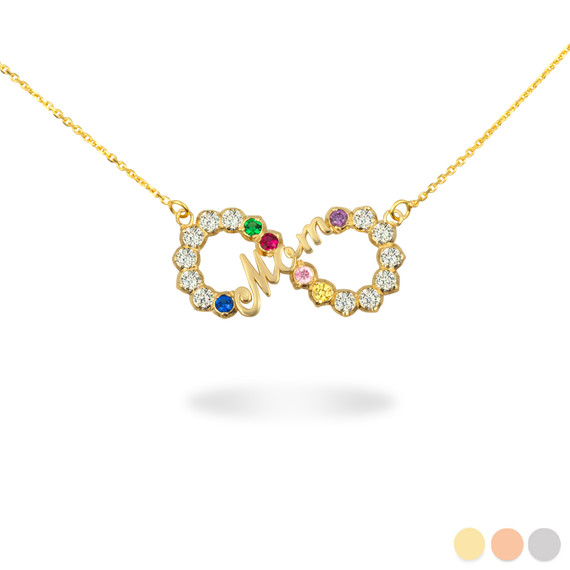 Gold Personalized Infinity Mom Birthstone Mother's Necklace