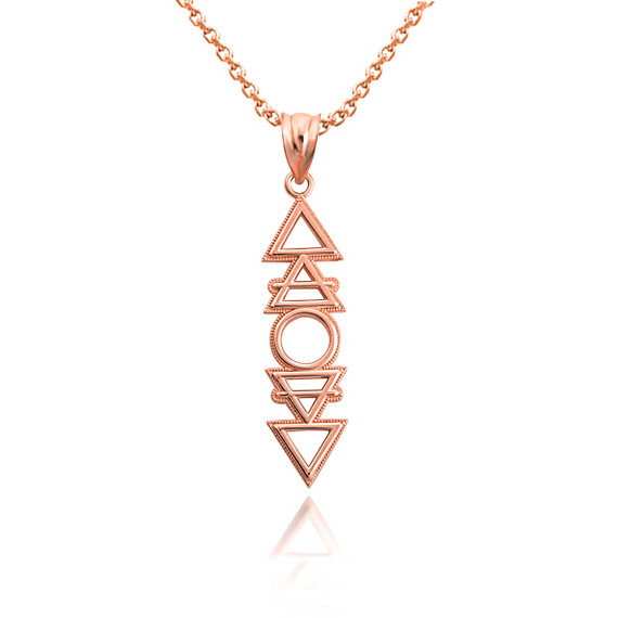 Rose Gold 4 Elements Earth, Air, Water, Fire Symbols Charm Pendant Necklace