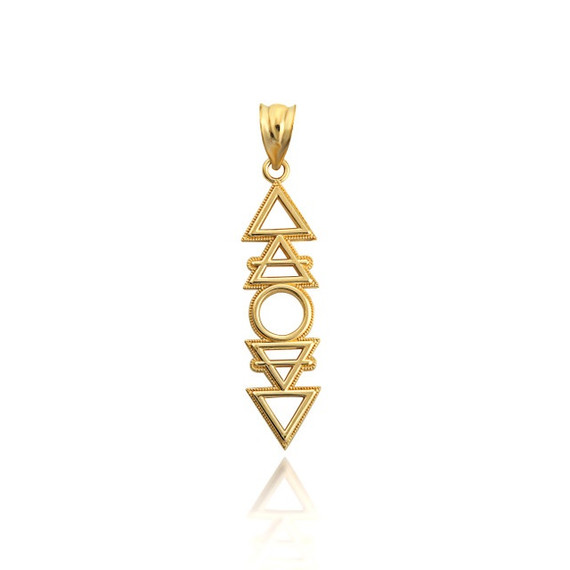 Gold 4 Elements Earth, Air, Water, Fire Symbols Charm Pendant Necklace (Available in Yellow/Rose/White Gold)