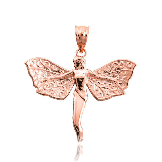 Rose Gold Mystical Fairy Angel Wings Charm Pendant
