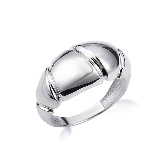 White Gold Dome Cocktail Party Statement Ring