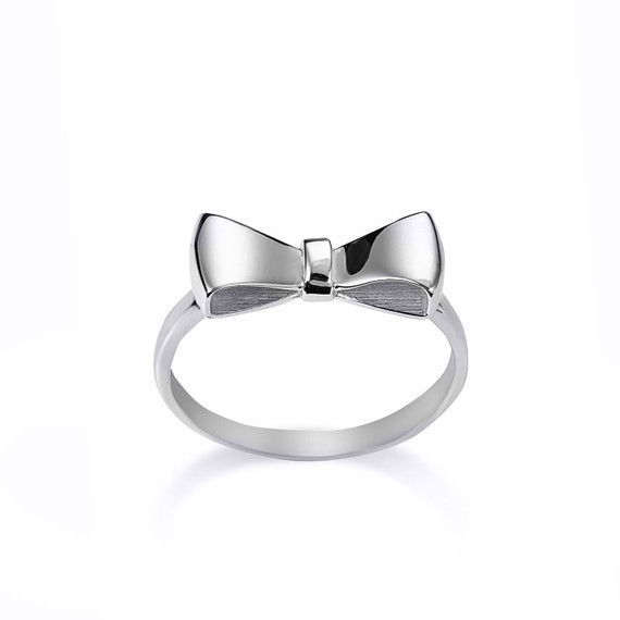 White Gold Bow Tie Ribbon Ring