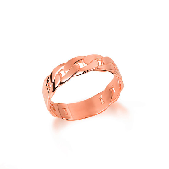 Rose Gold Cuban Link Chain Ring  (5.5mm)